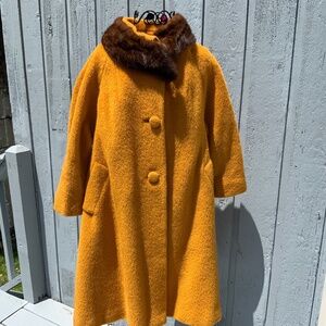 Vintage 1950’s Lilly Ann Mohair Swing Coat w/ Dark Brown Mink Collar (Size M)
